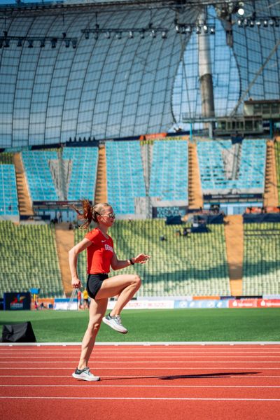Training mit Katharina Trost (GER) am 14.08.2022 bei den Leichtathletik-Europameisterschaften im Olympiapark in Muenchen