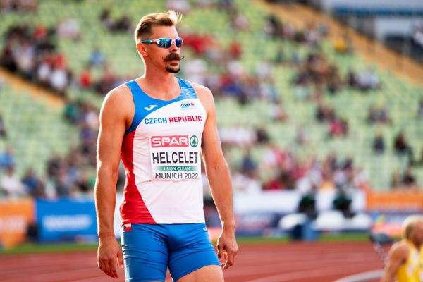 Adam Sebastian Helcelet (CZE) beim Hochsprung am 15.08.2022 bei den Leichtathletik-Europameisterschaften in Muenchen
