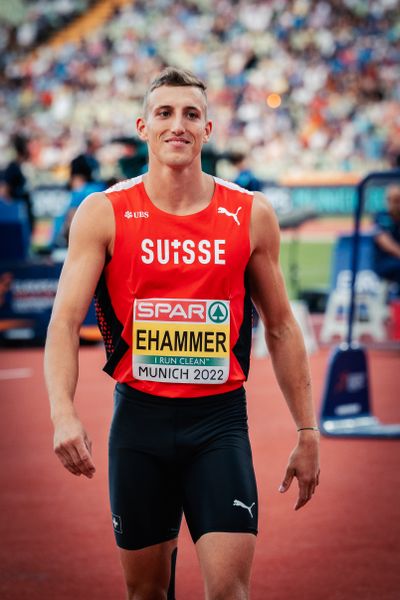 Simon Ehammer (SUI) beim Hochsprung am 15.08.2022 bei den Leichtathletik-Europameisterschaften in Muenchen