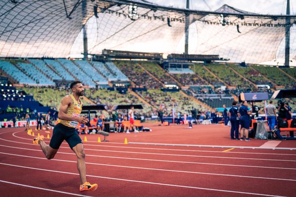 Patrick Schneider (GER) im 400m Vorlauf am 15.08.2022 bei den Leichtathletik-Europameisterschaften in Muenchen