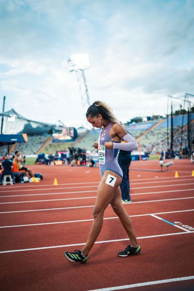 Laviai Nielsen (GBR) im 400m Vorlauf am 15.08.2022 bei den Leichtathletik-Europameisterschaften in Muenchen