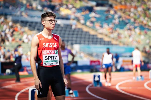 Lionel Spitz (SUI) im 400m Halbfinale am 16.08.2022 bei den Leichtathletik-Europameisterschaften in Muenchen