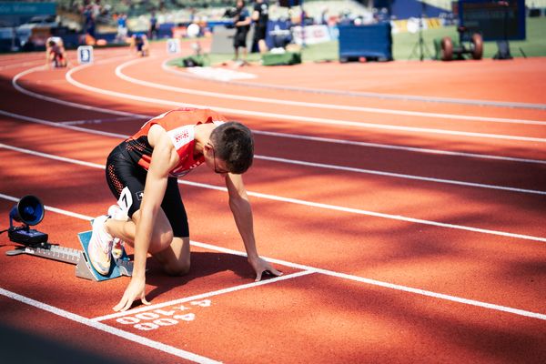 Lionel Spitz (SUI) im 400m Halbfinale am 16.08.2022 bei den Leichtathletik-Europameisterschaften in Muenchen