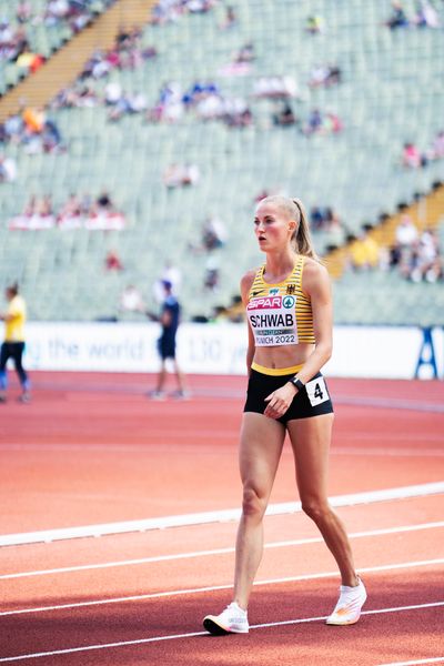 Corinna Schwab (GER) im 400m Halbfinale am 16.08.2022 bei den Leichtathletik-Europameisterschaften in Muenchen