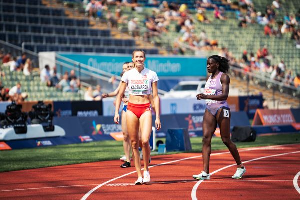 Natalia Kaczmarek (POL) im 400m Halbfinale am 16.08.2022 bei den Leichtathletik-Europameisterschaften in Muenchen