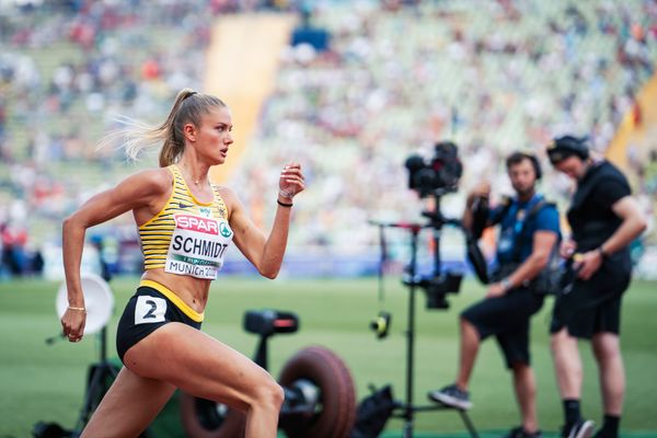 Alica Schmidt (GER) im 400m Halbfinale am 16.08.2022 bei den Leichtathletik-Europameisterschaften in Muenchen