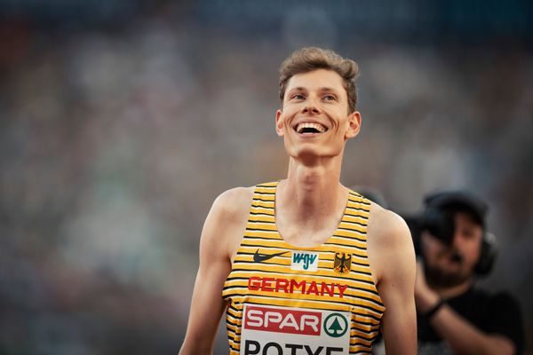 Tobias Potye (GER) im Hochsprung am 16.08.2022 bei den Leichtathletik-Europameisterschaften in Muenchen