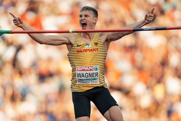 Jonas Wagner (GER) im Hochsprung am 16.08.2022 bei den Leichtathletik-Europameisterschaften in Muenchen