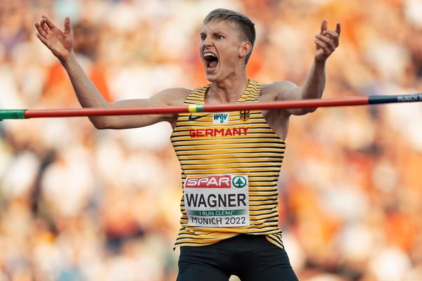Jonas Wagner (GER) im Hochsprung am 16.08.2022 bei den Leichtathletik-Europameisterschaften in Muenchen