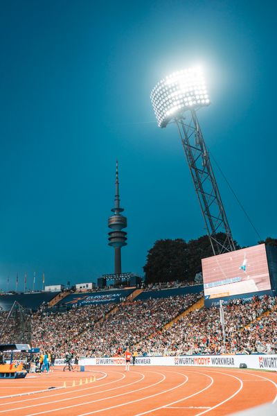 Flutlicht am 16.08.2022 bei den Leichtathletik-Europameisterschaften in Muenchen
