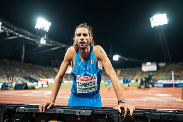 Gianmarco Tamberi (ITA) im Hochsprung am 18.08.2022 bei den Leichtathletik-Europameisterschaften in Muenchen