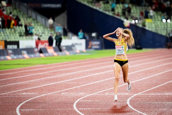 Konstanze Klosterhalfen (GER) gewinnt Gold ueber 5000m am 18.08.2022 bei den Leichtathletik-Europameisterschaften in Muenchen
