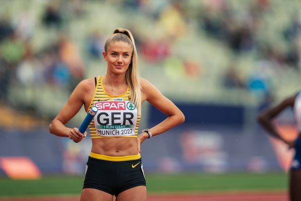 Alica Schmidt (GER) mit der 4x400m Staffel am 19.08.2022 bei den Leichtathletik-Europameisterschaften in Muenchen