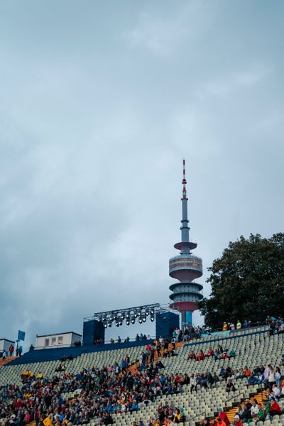 Der Olympiaturm am 19.08.2022 bei den Leichtathletik-Europameisterschaften in Muenchen