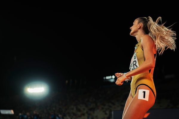 Alica Schmidt (GER) bei der Athletenvorstellung der 4x400m Staffeln am 20.08.2022 bei den Leichtathletik-Europameisterschaften in Muenchen