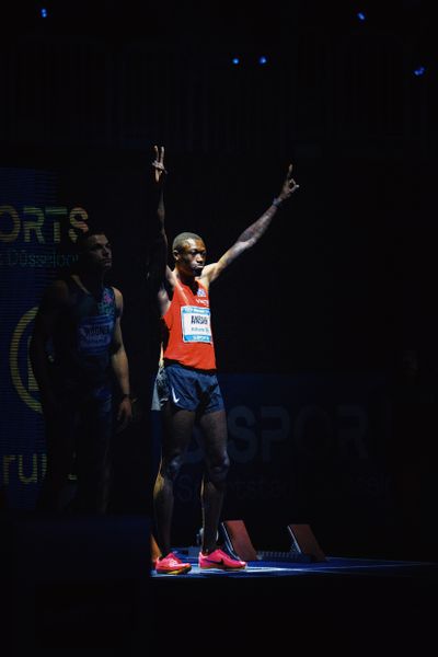 Owen Ansah (GER) im 60m Lauf am 29.01.2023 beim ISTAF Indoor im PSD Bank Dome in Duesseldorf