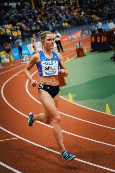 Tanja Spill (LAV Bayer Uerdingen/ Dorm.) bei den Deutschen Leichtathletik-Hallenmeisterschaften am 18.02.2023 in der Helmut-Koernig-Halle in Dortmund