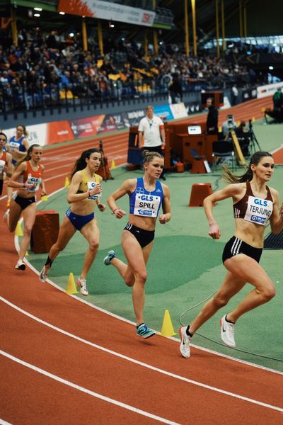 Tanja Spill (LAV Bayer Uerdingen/ Dorm.) bei den Deutschen Leichtathletik-Hallenmeisterschaften am 18.02.2023 in der Helmut-Koernig-Halle in Dortmund