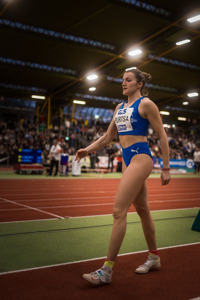 Maria Purtsa (LAC Erdgas Chemnitz) bei den Deutschen Leichtathletik-Hallenmeisterschaften am 18.02.2023 in der Helmut-Koernig-Halle in Dortmund