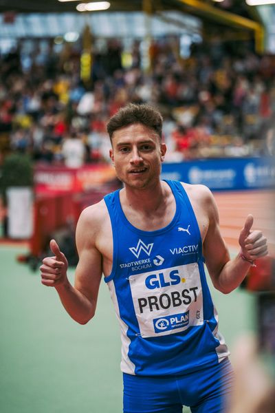 Marius Probst (TV Wattenscheid 01) bei den Deutschen Leichtathletik-Hallenmeisterschaften am 19.02.2023 in der Helmut-Koernig-Halle in Dortmund