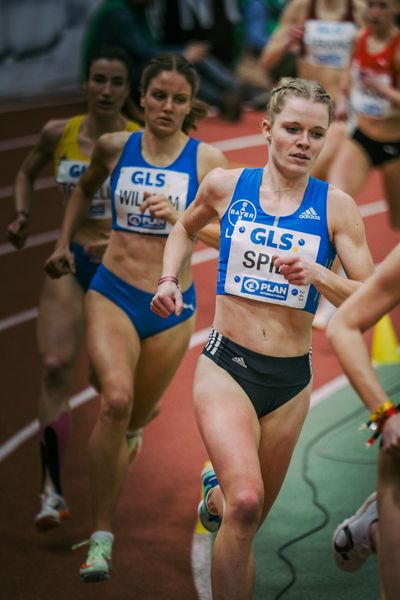 Tanja Spill (LAV Bayer Uerdingen/ Dorm.) bei den Deutschen Leichtathletik-Hallenmeisterschaften am 19.02.2023 in der Helmut-Koernig-Halle in Dortmund