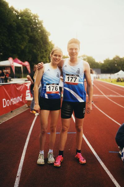Annika Klezath (GER/OTB Osnabrueck) und Jonas Kulgemeyer (GER/OTB Osnabrueck) am 07.06.2023 beim Jump n Run Meeting im Stadion Dortmund-Hacheney in Dortmund