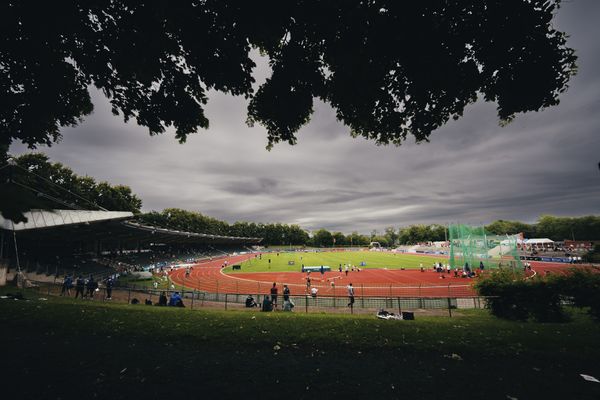 Das Jahnstadion bei bedecktem Himmel am 01.07.2023 waehrend den deutschen U23 Leichtathletik-Meisterschaften im Jahnstadion in Göttingen
