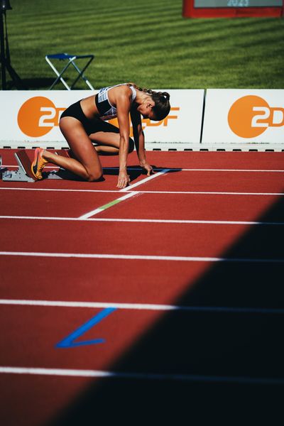 Marsha Dunkel (LT DSHS Koeln) während der 113. Deutschen Leichtathletik-Meisterschaften am 08.07.2023 im Auestadion in Kassel