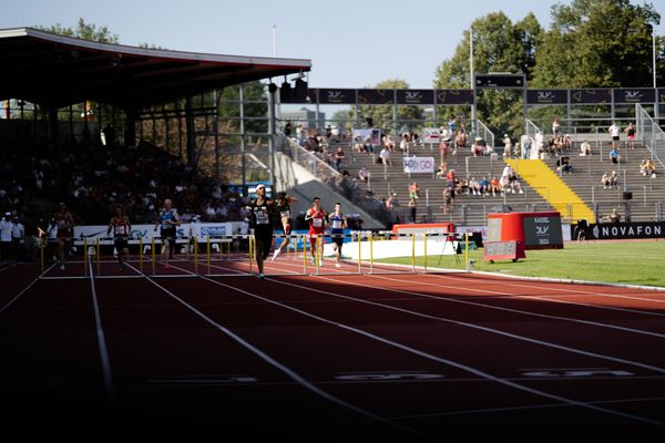 Joshua Abuaku (Eintracht Frankfurt e.V.) während der 113. Deutschen Leichtathletik-Meisterschaften am 08.07.2023 im Auestadion in Kassel