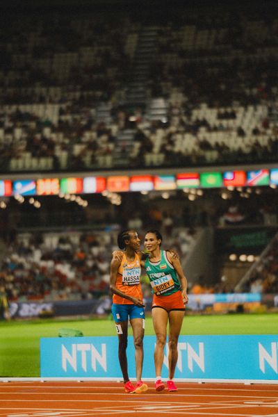 Sifan Hassan (NED/Netherlands), Letesenbet Gidey (ETH/Ethiopia) during the 10,000 Metres during day 1 of the World Athletics Championships Budapest 23 at the National Athletics Centre in Budapest, Hungary on August 19, 2023.