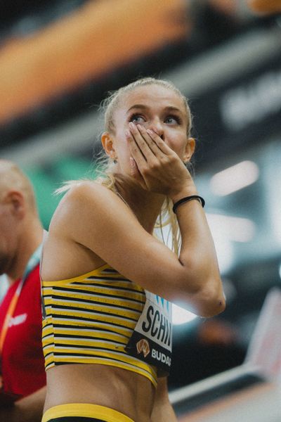 Alica Schmidt (GER/Germany) during the 4x400 Metres Relay during the 4x400 Metres Relay on Day 1 of the World Athletics Championships Budapest 23 at the National Athletics Centre in Budapest, Hungary on August 19, 2023.