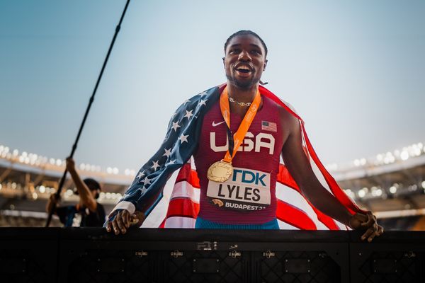 Noah Lyles (USA/United States) during Day 2 of the World Athletics Championships Budapest 23 at the National Athletics Centre in Budapest, Hungary on August 20, 2023.