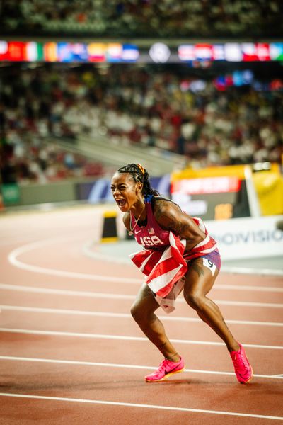 Sha'Carri Richardson (USA/United States) during the 10,000 Metres on Day 3 of the World Athletics Championships Budapest 23 at the National Athletics Centre in Budapest, Hungary on August 21, 2023.