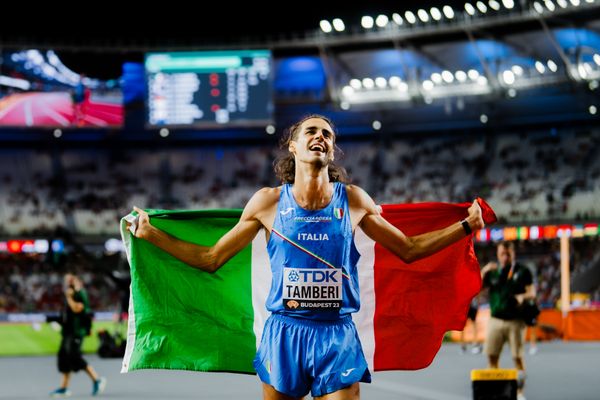 Gianmarco Tamberi (ITA/Italy) during the High Jump on Day 4 of the World Athletics Championships Budapest 23 at the National Athletics Centre in Budapest, Hungary on August 22, 2023.