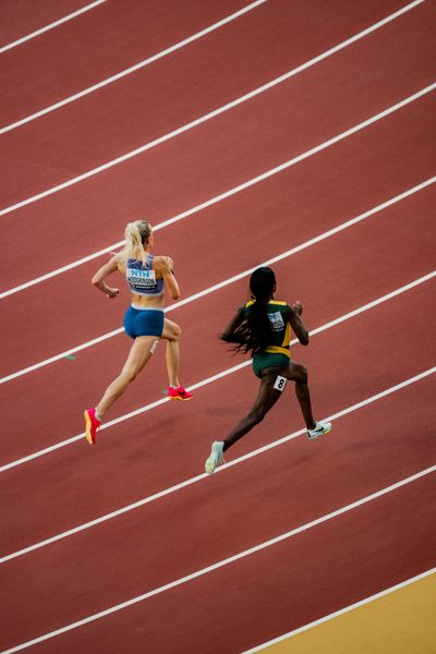 Keely Hodgkinson (GBR/Great Britain), Prudence Sekgodiso (RSA/South Africa) during the 800 Metres on Day 5 of the World Athletics Championships Budapest 23 at the National Athletics Centre in Budapest, Hungary on August 23, 2023.