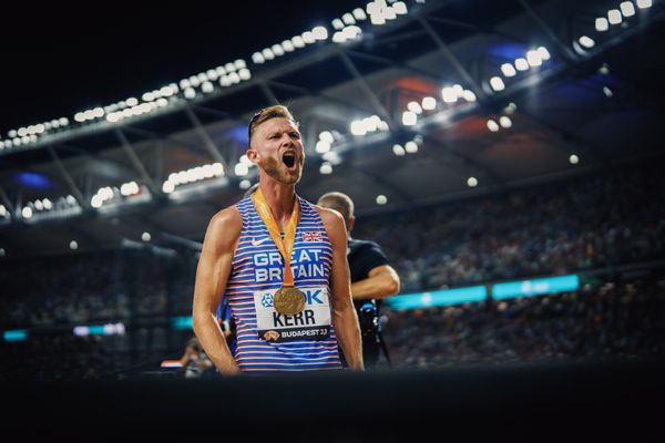 Josh Kerr (GBR/Great Britain & N.I.) during the 1500 Metres Final on Day 5 of the World Athletics Championships Budapest 23 at the National Athletics Centre in Budapest, Hungary on August 23, 2023.