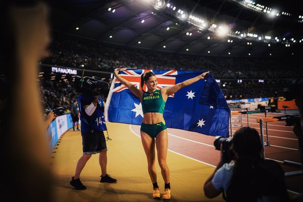 Nina Kennedy (AUS/Australia) on Day 5 of the World Athletics Championships Budapest 23 at the National Athletics Centre in Budapest, Hungary on August 23, 2023.