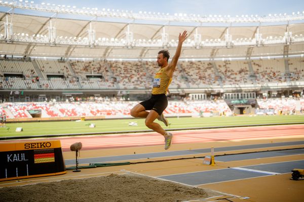Niklas Kaul (GER/Germany) during the Decathlon Long Jump on Day 6 of the World Athletics Championships Budapest 23 at the National Athletics Centre in Budapest, Hungary on August 24, 2023.