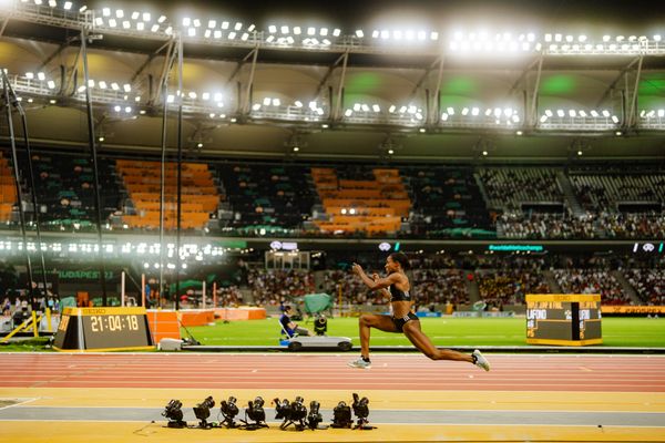 Thea Lafond (DMA/Commonwealth Of Dominica) during the Triple Jump on Day 7 of the World Athletics Championships Budapest 23 at the National Athletics Centre in Budapest, Hungary on August 25, 2023.
