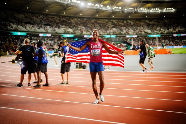 Erriyon Knighton (USA/United States) on Day 7 of the World Athletics Championships Budapest 23 at the National Athletics Centre in Budapest, Hungary on August 25, 2023.