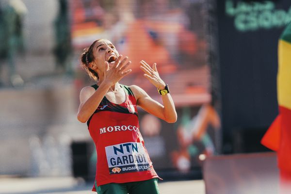 Fatima Ezzahra Gardadi (MAR/Morocco) during the Marathon on Day 8 of the World Athletics Championships Budapest 23 at the National Athletics Centre in Budapest, Hungary on August 26, 2023.