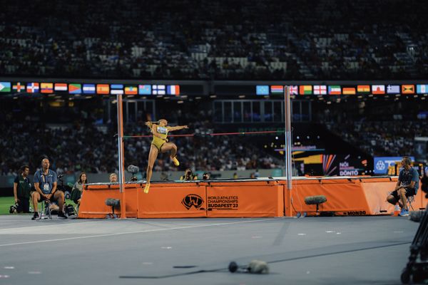 Christina Honsel (GER/Germany) during the High Jump on Day 9 of the World Athletics Championships Budapest 23 at the National Athletics Centre in Budapest, Hungary on August 27, 2023.