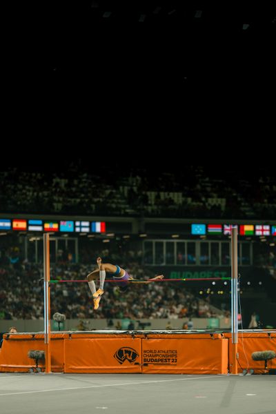 Vashti Cunningham (USA/United States) during the High Jump on Day 9 of the World Athletics Championships Budapest 23 at the National Athletics Centre in Budapest, Hungary on August 27, 2023.