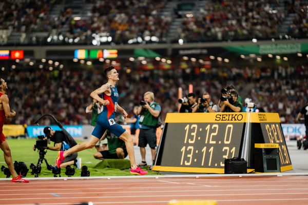 Jakob Ingebrigtsen (NOR/Norway) during the 5000 Metres on Day 9 of the World Athletics Championships Budapest 23 at the National Athletics Centre in Budapest, Hungary on August 27, 2023.