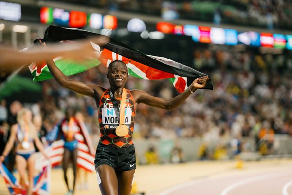 Mary Moraa (KEN/Kenya) during the 800 Metres on Day 9 of the World Athletics Championships Budapest 23 at the National Athletics Centre in Budapest, Hungary on August 27, 2023.