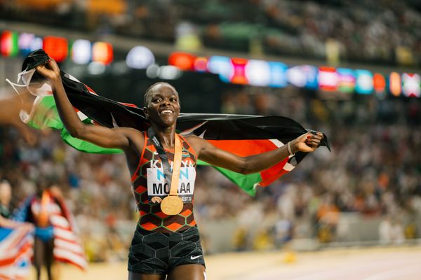 Mary Moraa (KEN/Kenya) during the 800 Metres on Day 9 of the World Athletics Championships Budapest 23 at the National Athletics Centre in Budapest, Hungary on August 27, 2023.