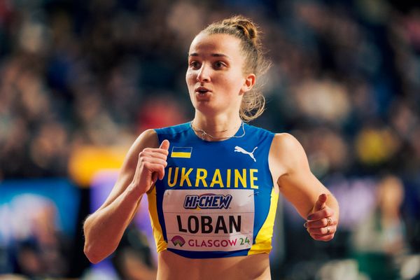 Yuliya Loban (UKR/Ukraine) am 01.03.2024 bei den World Athletics Indoor Championships in Glasgow (Schottland / Vereinigtes Königreich)