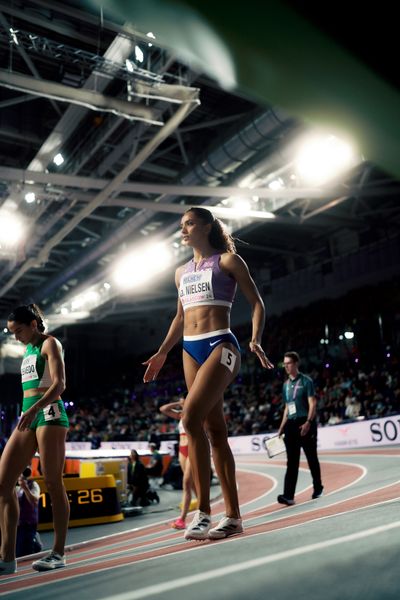 Laviai Nielsen (GBR/Great Britain) im 400m Vorlauf am 01.03.2024 bei den World Athletics Indoor Championships in Glasgow (Schottland / Vereinigtes Königreich)