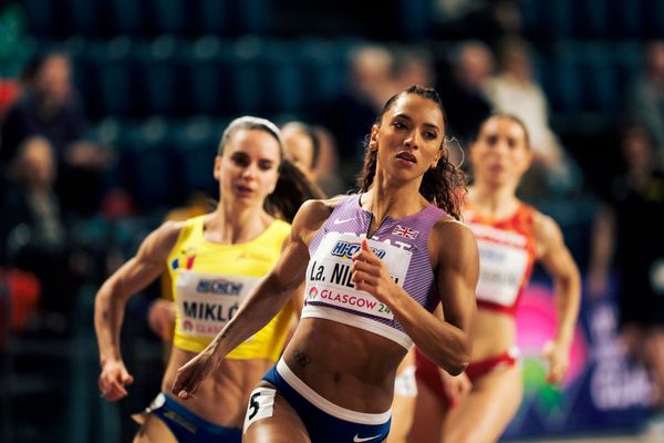 Laviai Nielsen (GBR/Great Britain) im 400m Vorlauf am 01.03.2024 bei den World Athletics Indoor Championships in Glasgow (Schottland / Vereinigtes Königreich)