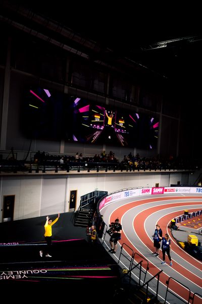 Yemisi Ogunleye (GER/Germany) bei der Athletenvorstellung am 01.03.2024 bei den World Athletics Indoor Championships in Glasgow (Schottland / Vereinigtes Königreich)